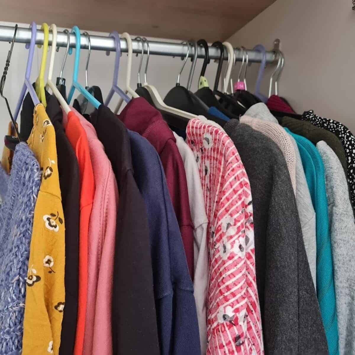 Clothes in wardrobe