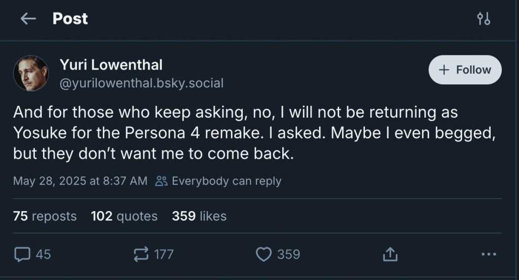 Yuri Lowenthal Discussed Being Yosuke in Persona 4 Remake 
