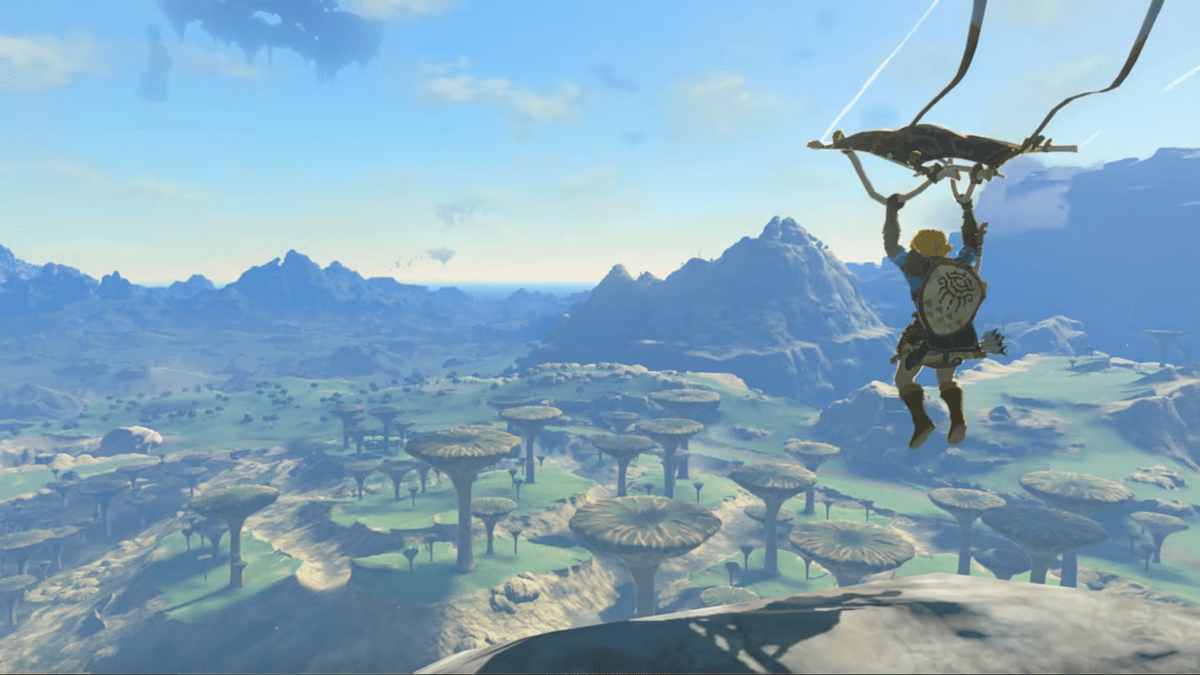 Link Glides down in Tears of the Kingdom on Nintendo Switch and Switch 2